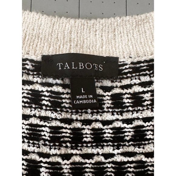 Talbots Womens Black‎ White Geometric Knit Sleeveless Button Front Dress Size L - Picture 7 of 12